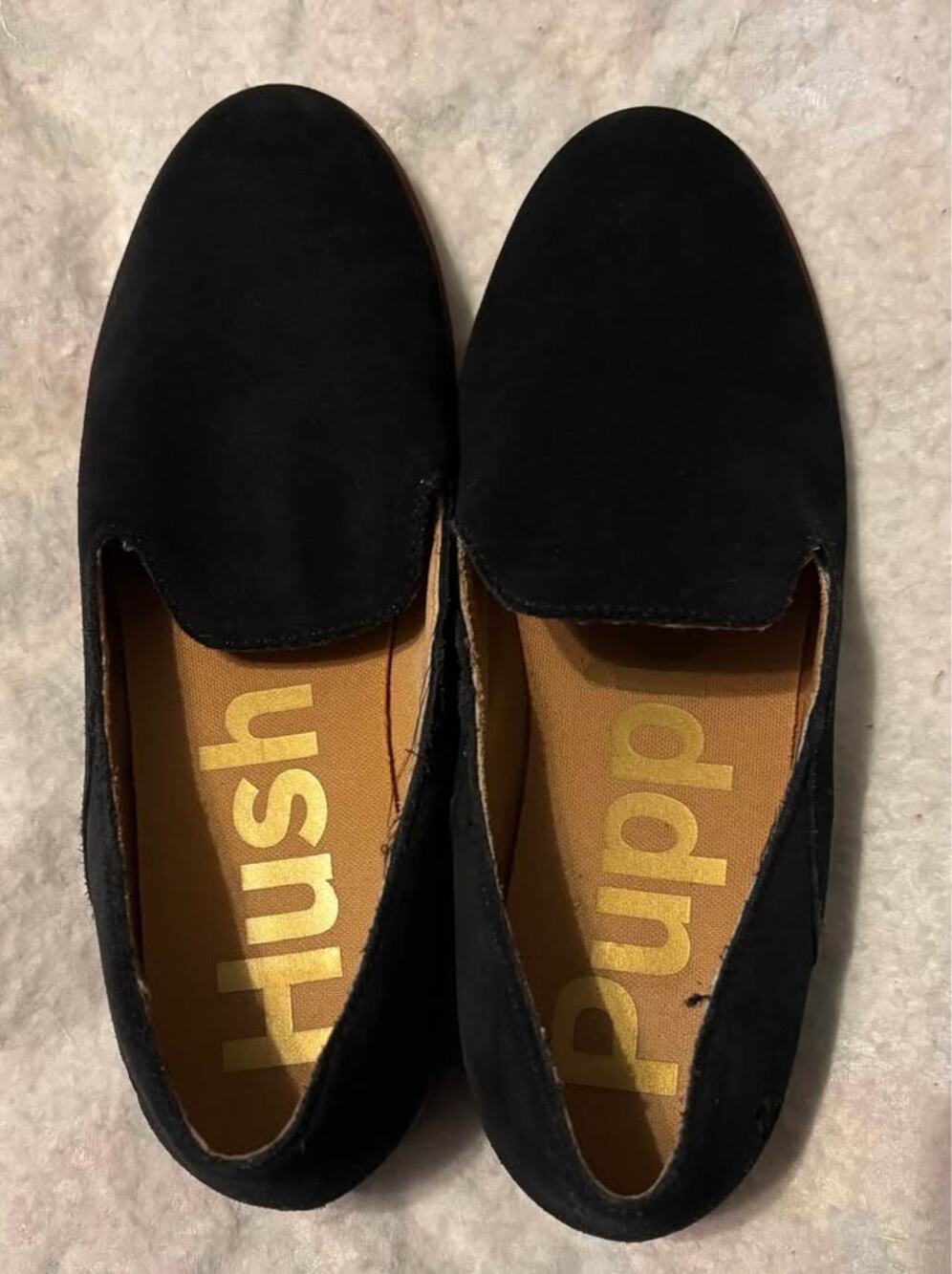 Women’s Black Suede Hush Puppies Loafers Sz6